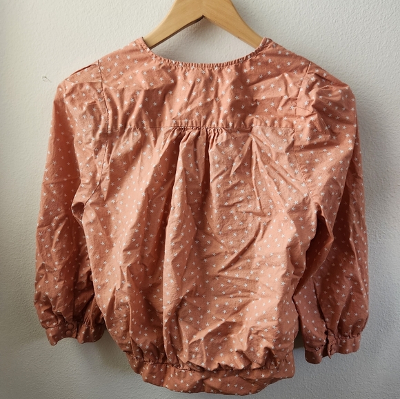 Madewell Women's Wrap Top‎ Shirt In Star Scatter Coral Peach Size Medium - Picture 7 of 9